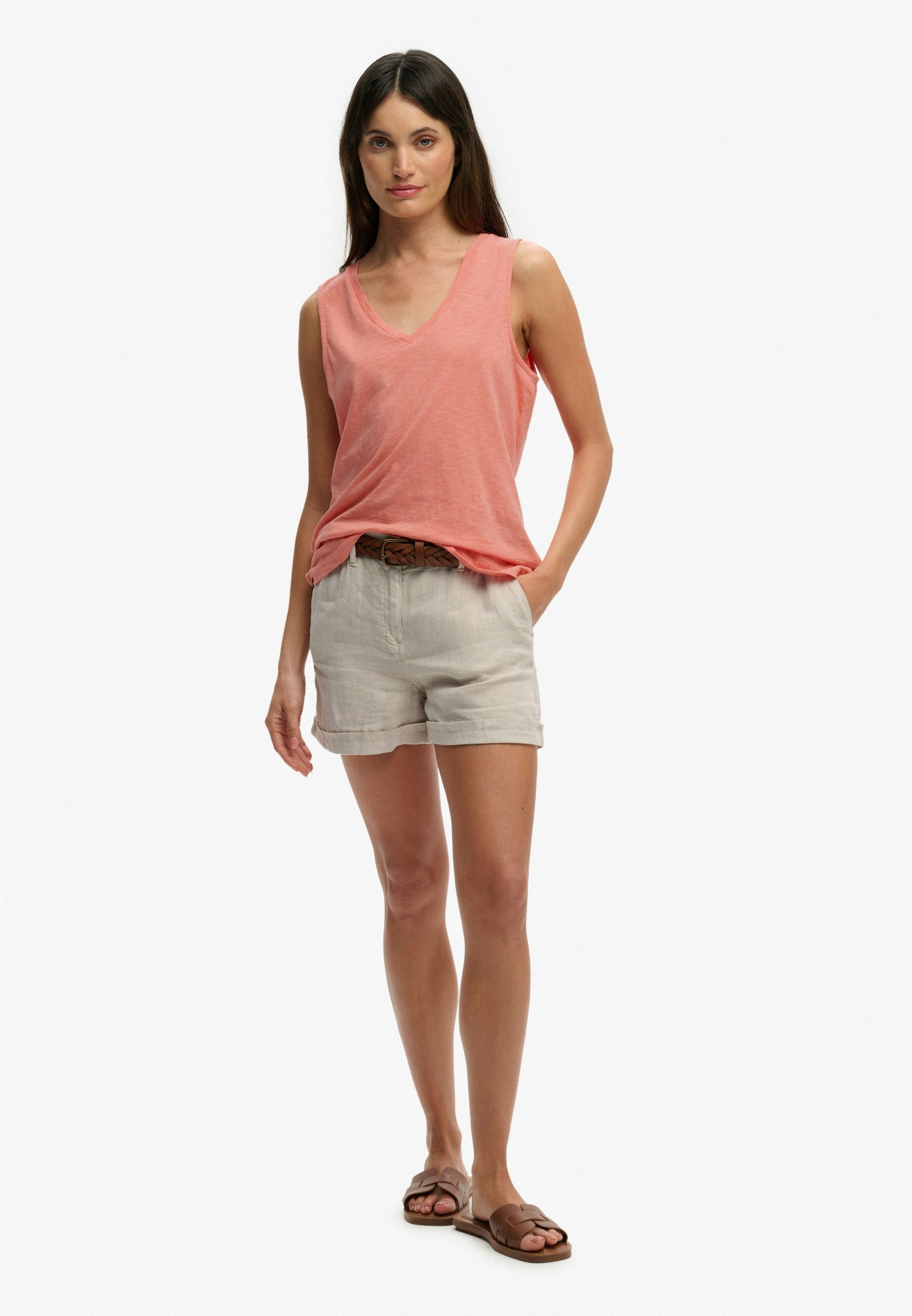 Superdry Tanktop STUDIOS VEE NECK VEST aus Baumwollmischung mit Lyocell, Regular Fit, ärmellos – Bild 5 von 5