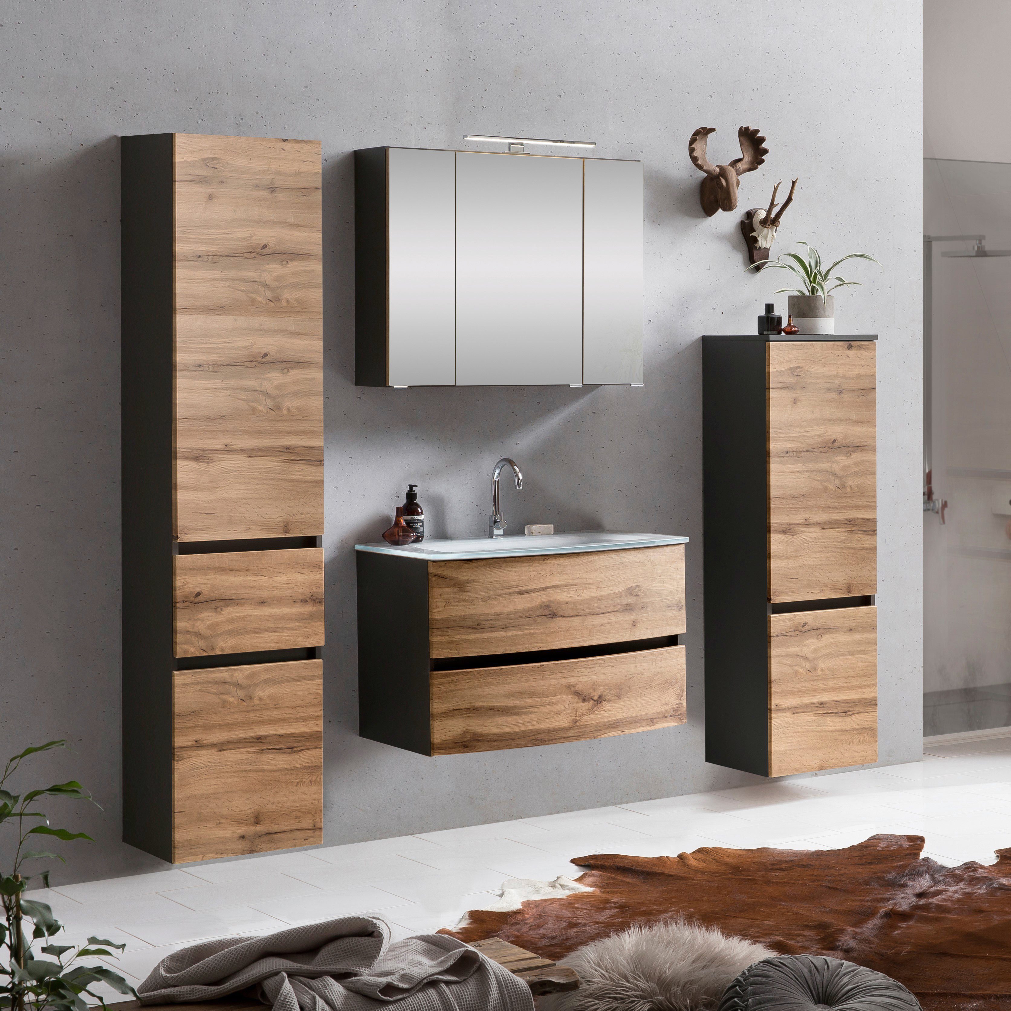 welltime Badezimmer-Set Kaunas, (Set, 4-St), Waschtisch-Set günstig online kaufen