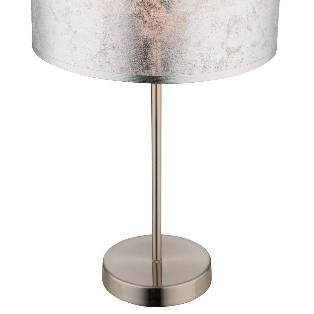 Wohn Warmweiß, Design Leuchte etc-shop Leuchtmittel LED Lese im metallic Tisch inklusive, Zimmer Lampe silber Tischleuchte, Textil