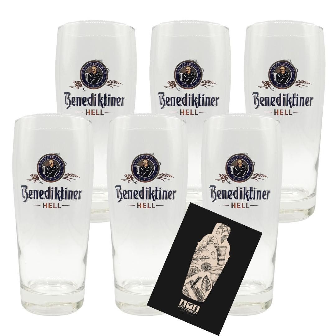 Bierglas Benediktiner Hell Bierglas 6er-Set – 0,5L geeicht, klassisches Desi