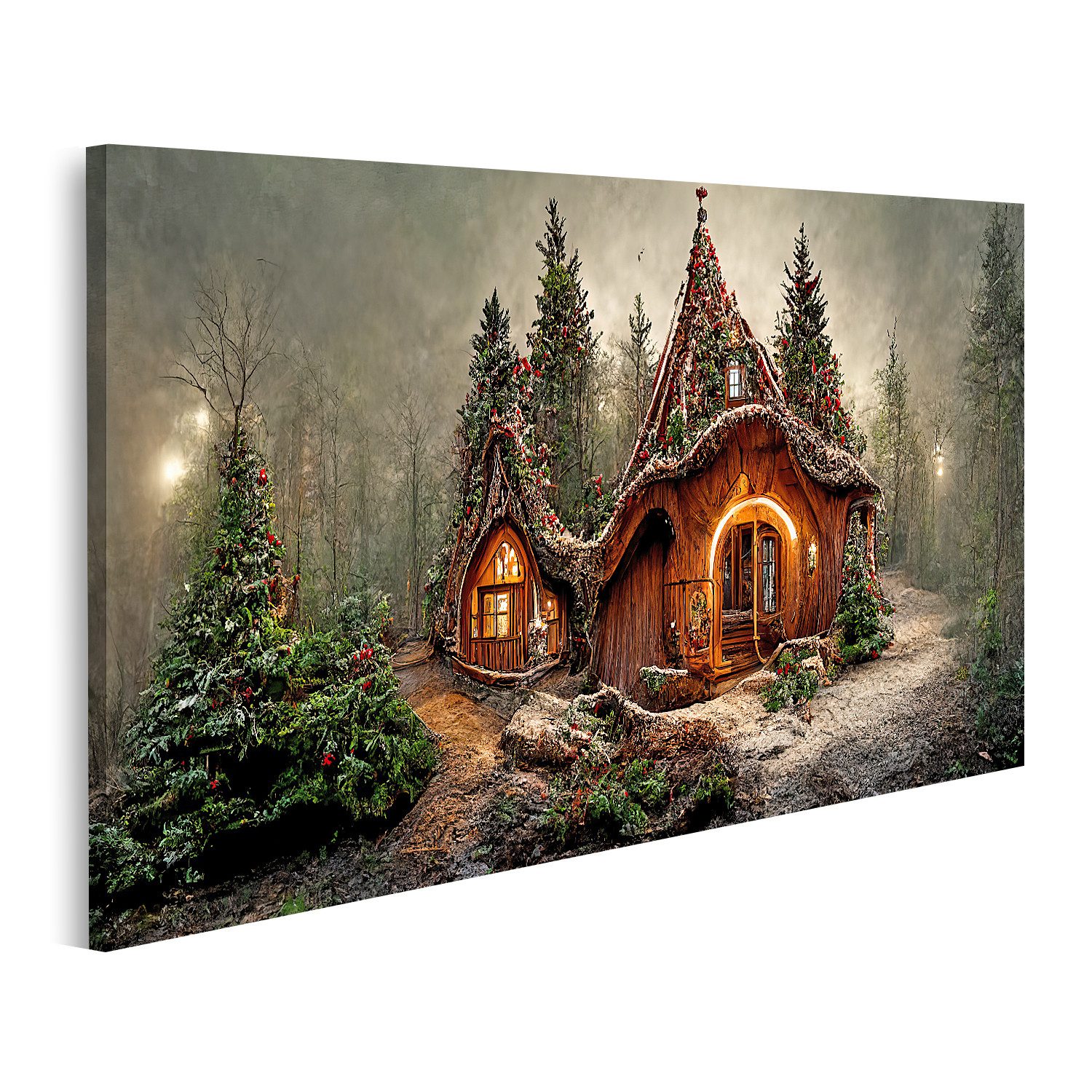 islandburner Leinwandbild Das Haus vom Weihnachtsmann im Zauberwald Bilder