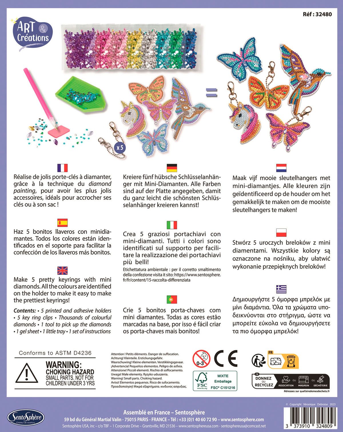 SentoSphere Kreativset Bastelset Strassstein-Schlüsselanhänger