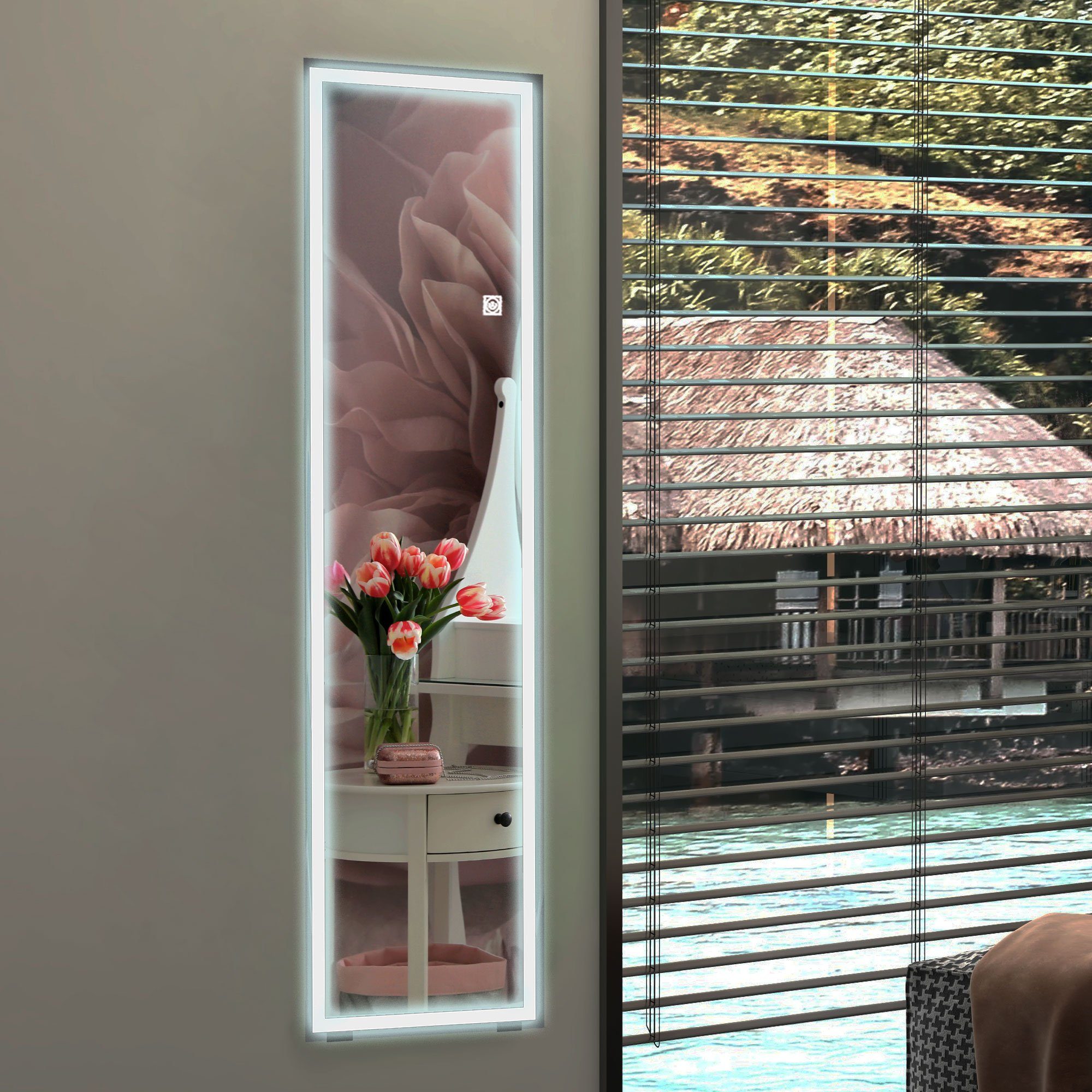 HOMCOM Standspiegel Wandspiegel mit LED-Leuchte (Garderobenspiegel, günstig online kaufen