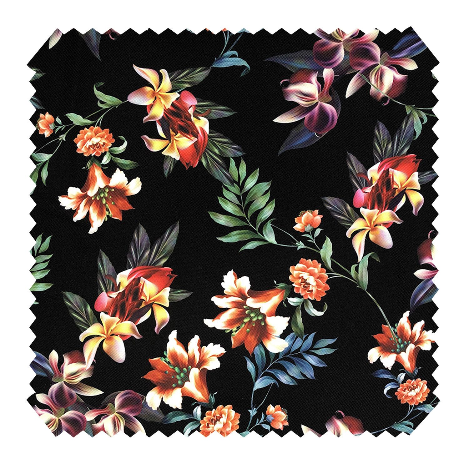 novely® Stoff OXFORD 210D D206 Bunter Blumenmix Auf Schwarz Printstoff Outdoor, Wasserabweisend, Outdoor, Meterware, 1lfm