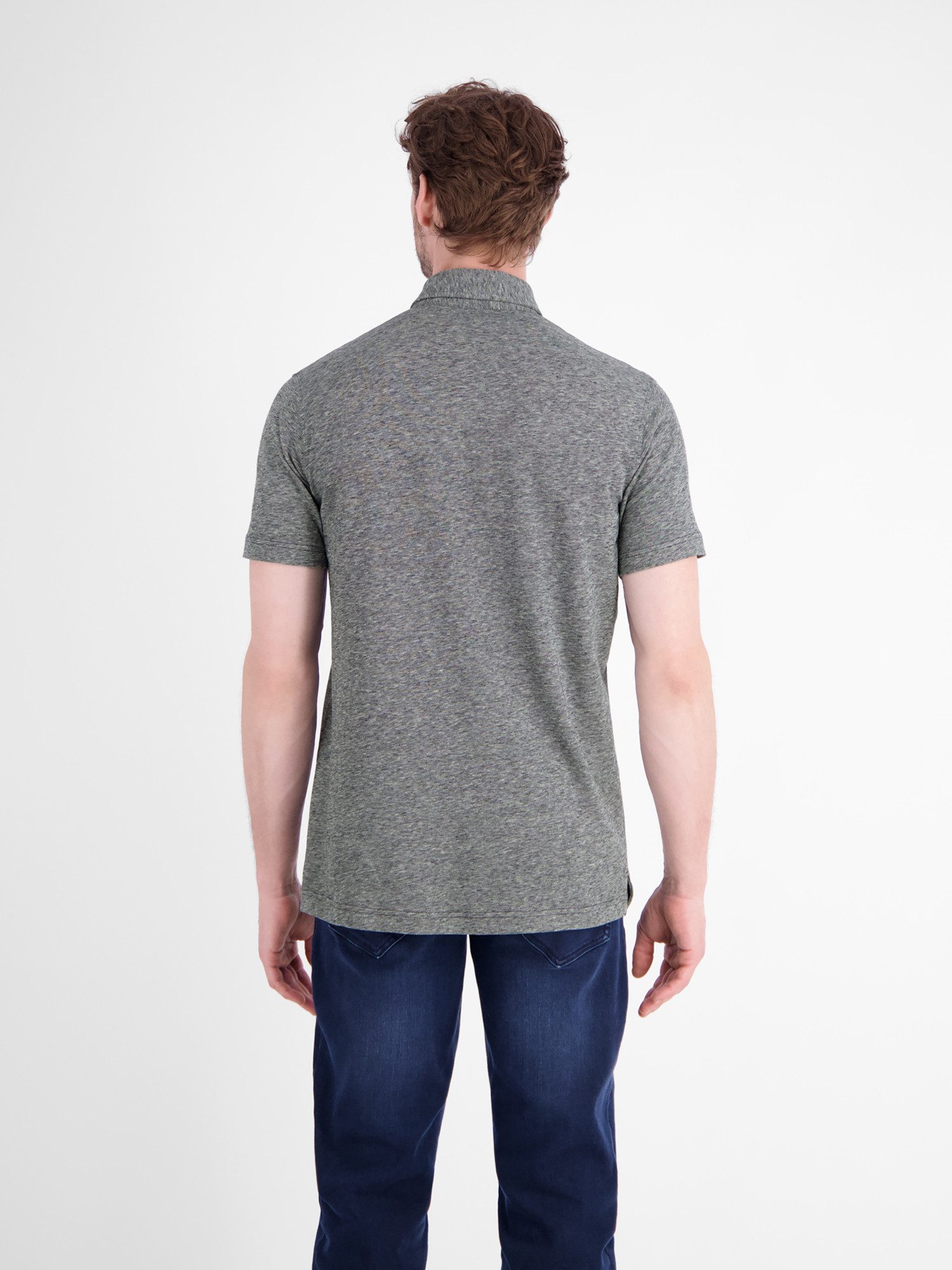 LERROS Poloshirt Poloshirt aus Baumwoll-Leinen-Mix in moderner 2-Tone-Optik