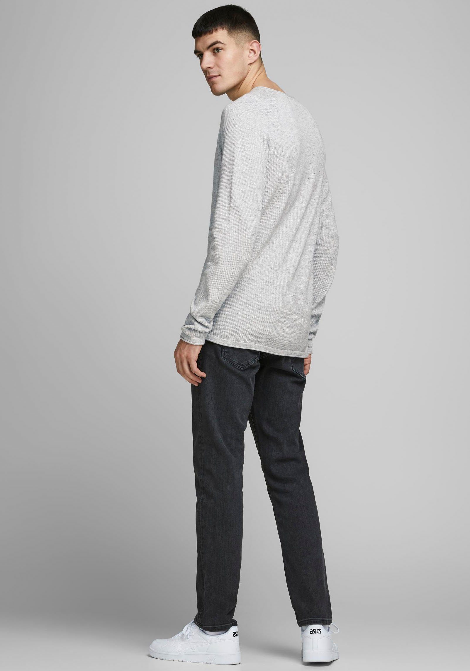 Jones light Jack HILL & Rundhalspullover melange grey KNIT