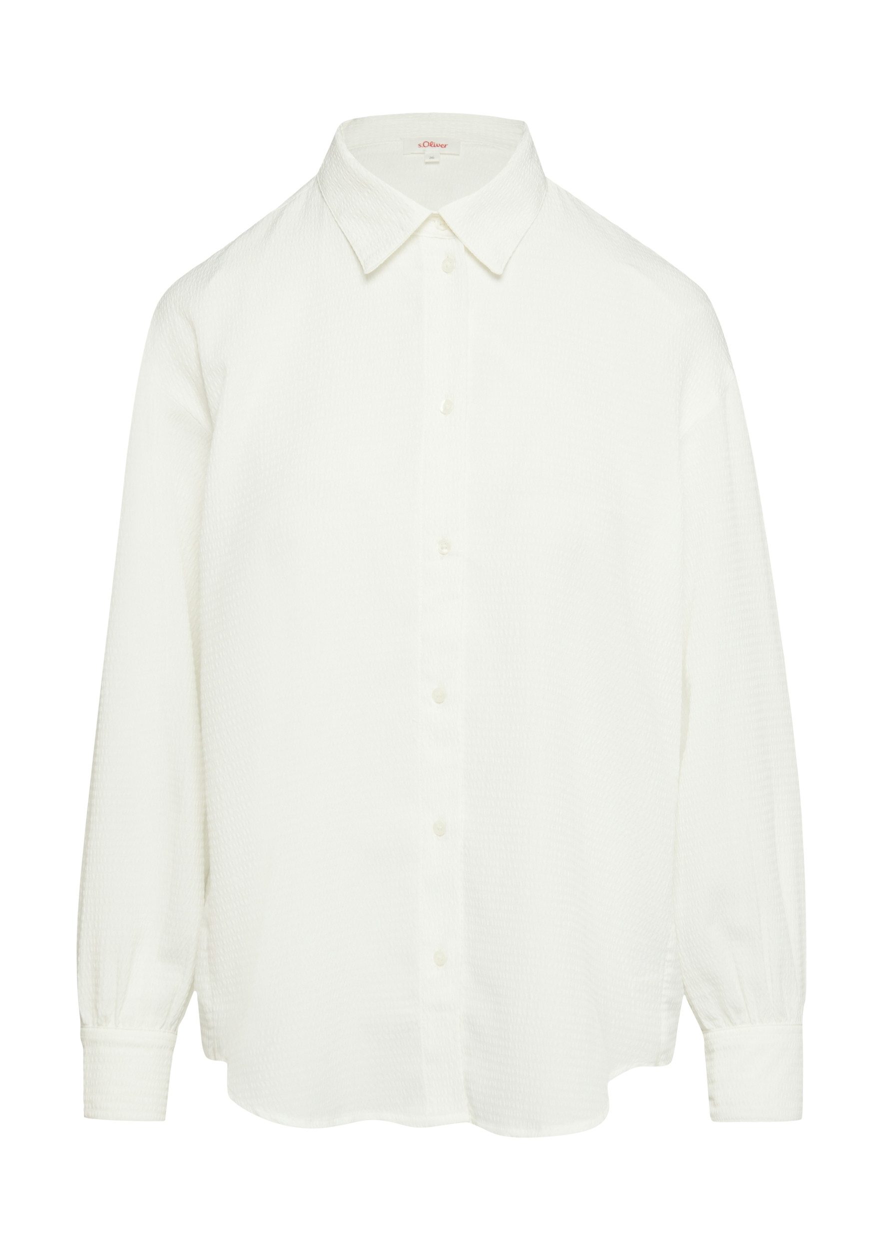 s.Oliver Hemdbluse - Strukturierte Hemdbluse mit Raffung - Modische Damenbluse