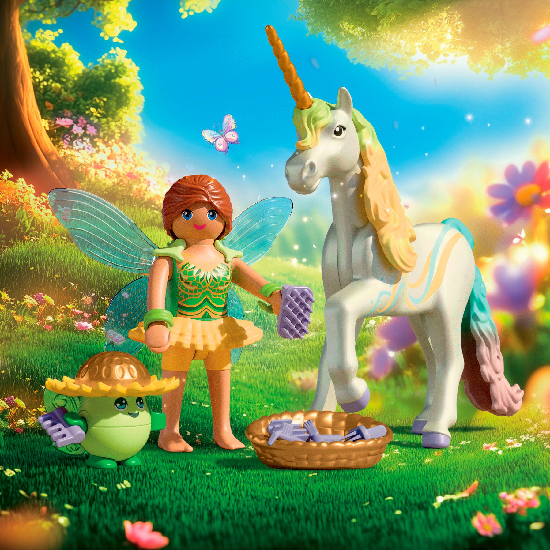 Playmobil® Sammeleinhorn, Regenbogenblume mit Fee (71840), Princess Magic Konstruktions-Spielset, (24 St)