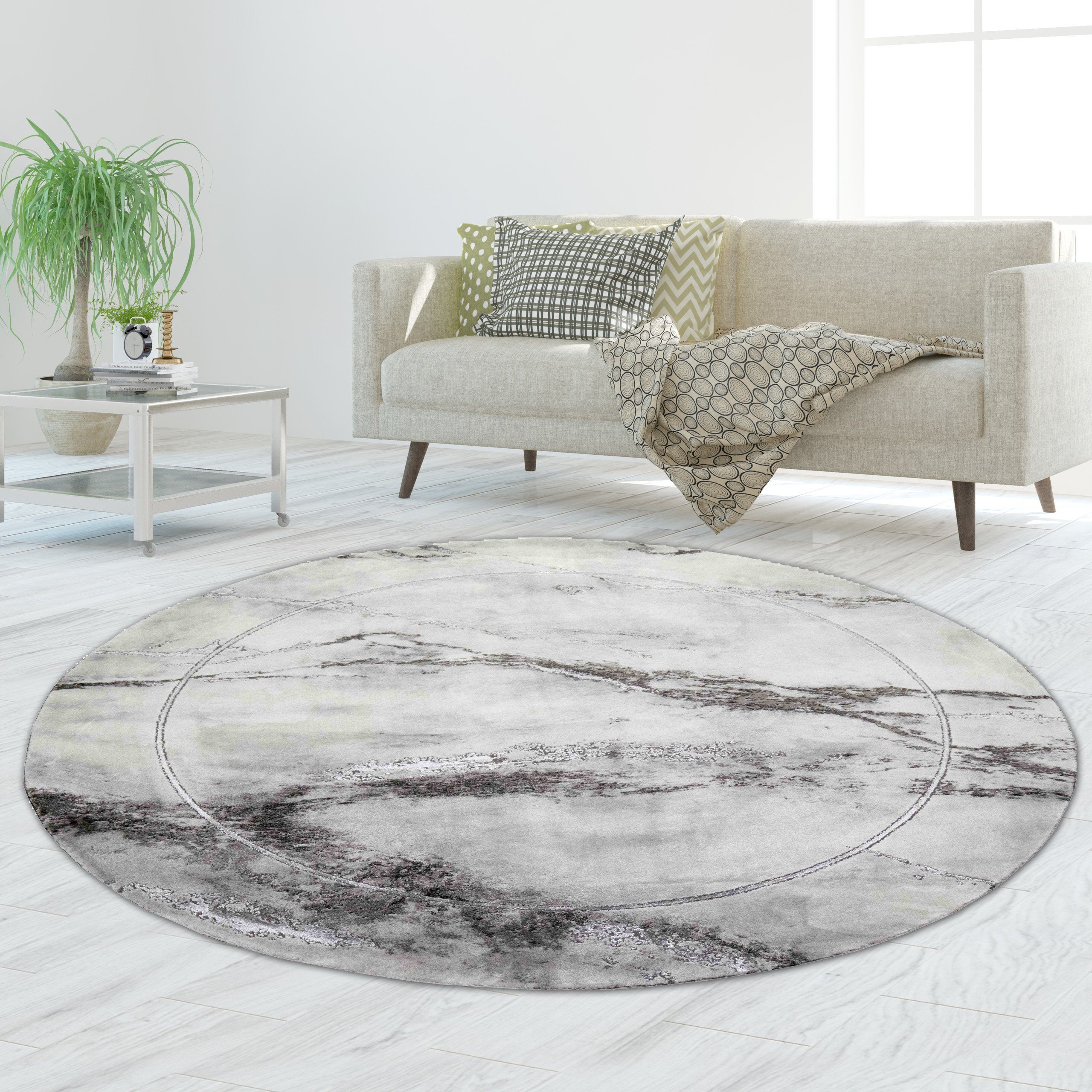 TeppichHome24 Teppich Wohnzimmerteppich modern Marmor Optik in grau, rechte günstig online kaufen