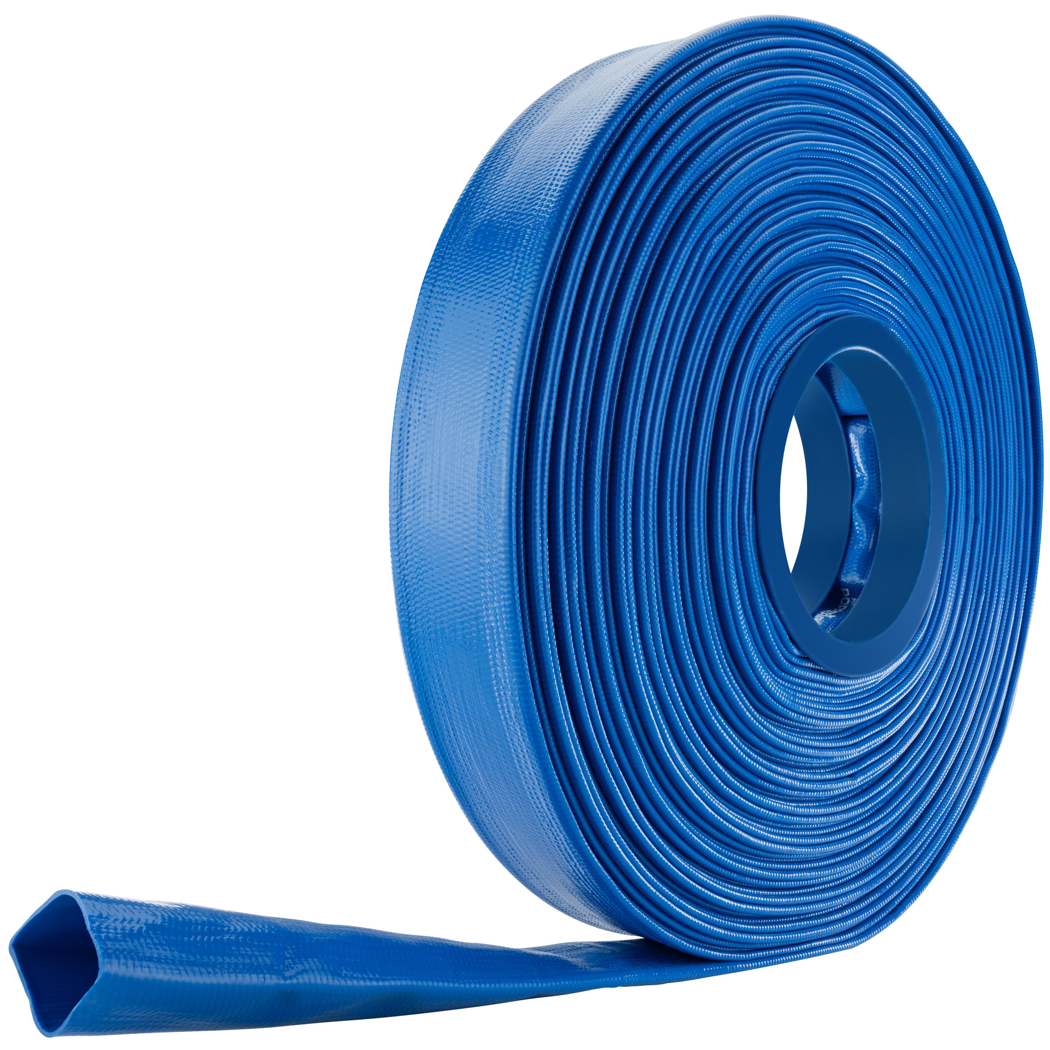 Poppstar Gartenschlauch, PVC Flachschlauch 40m, Ø 38mm (1 1/2 Zoll), 7 bar, blau