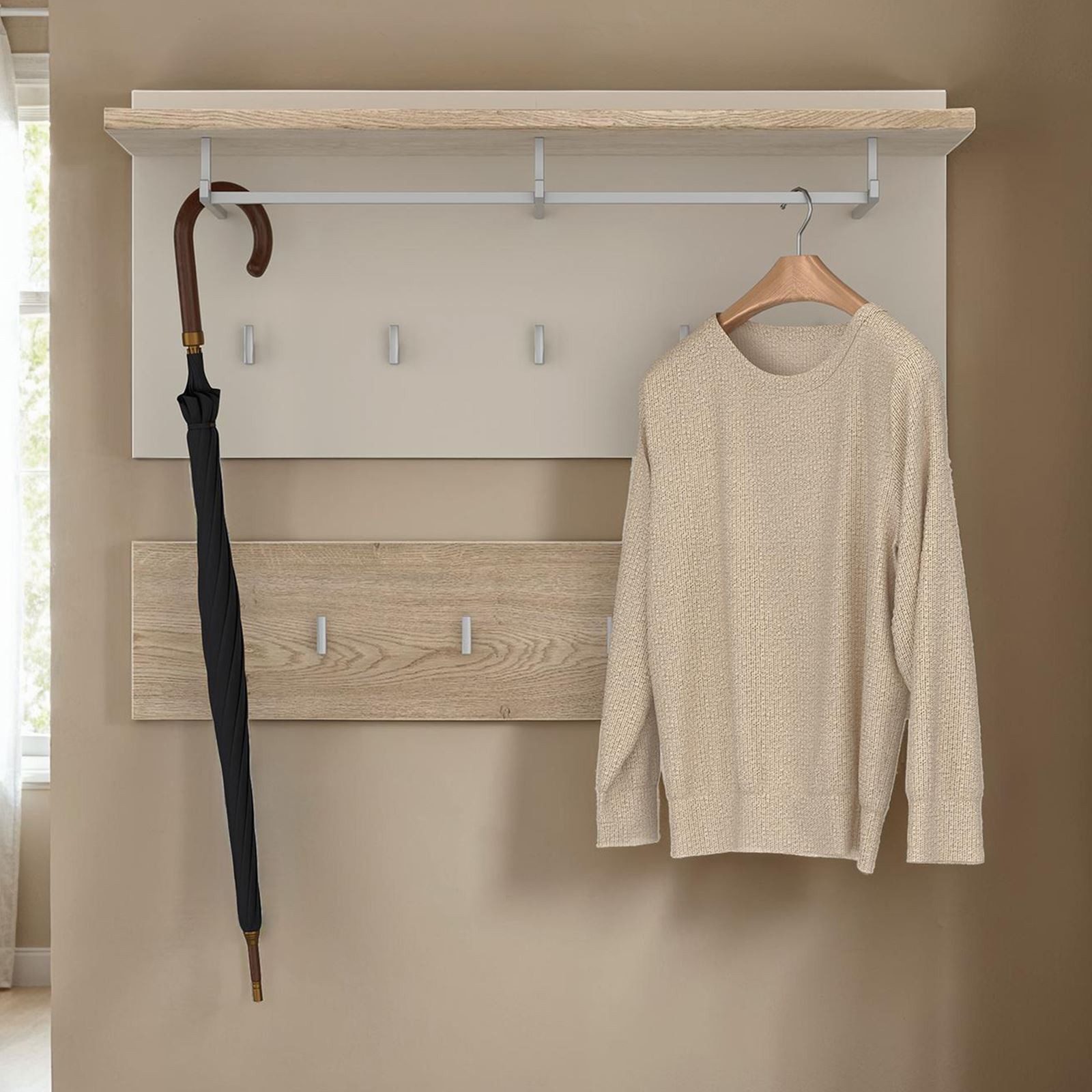 IDIMEX Wandgarderobe BILBAO, Wandgarderobe BILBAO 2- teilig Cremona Eiche/ günstig online kaufen