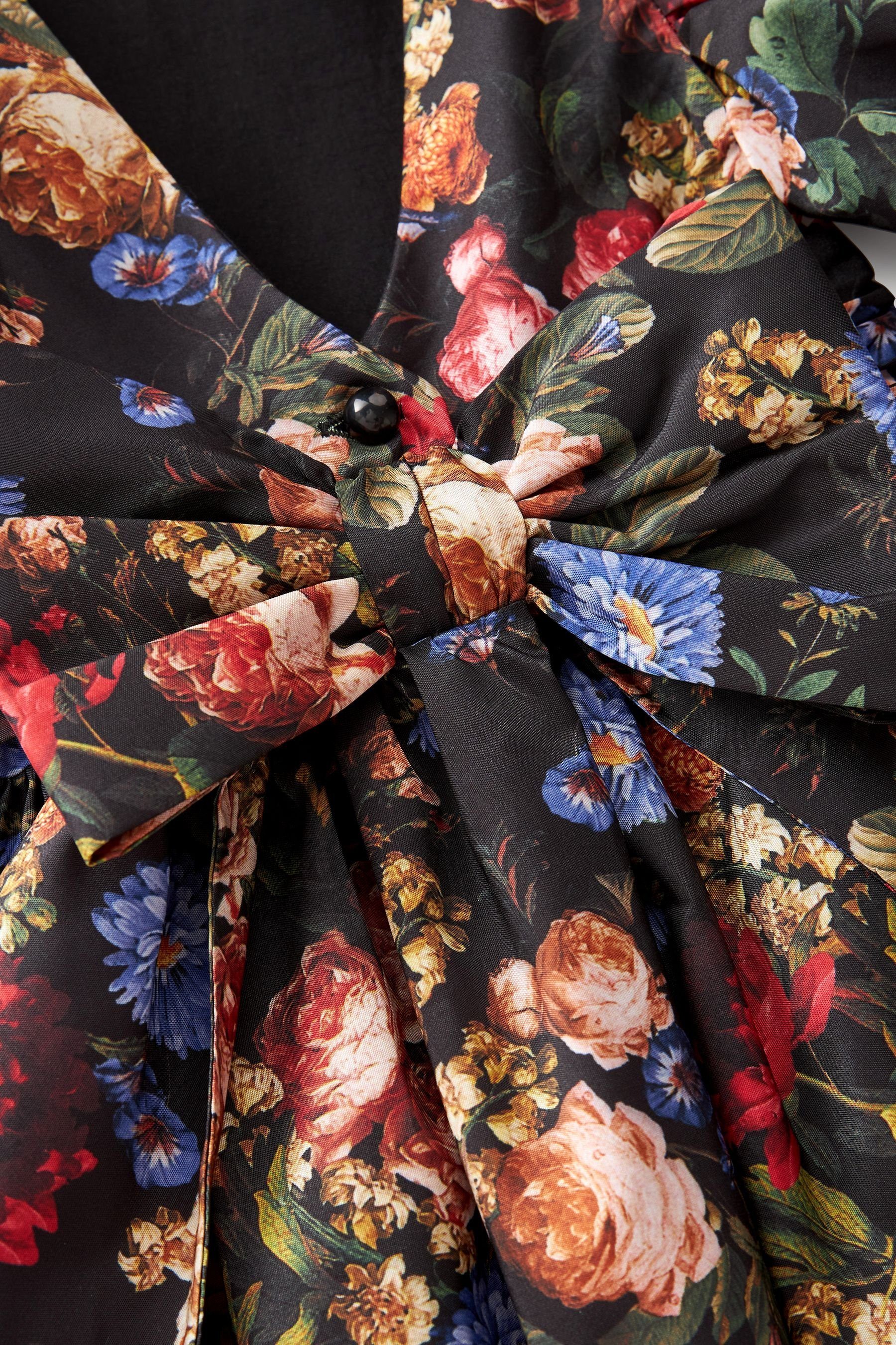 Next Floral (1-tlg) Taft Black Partykleid Bedrucktes Partykleid aus