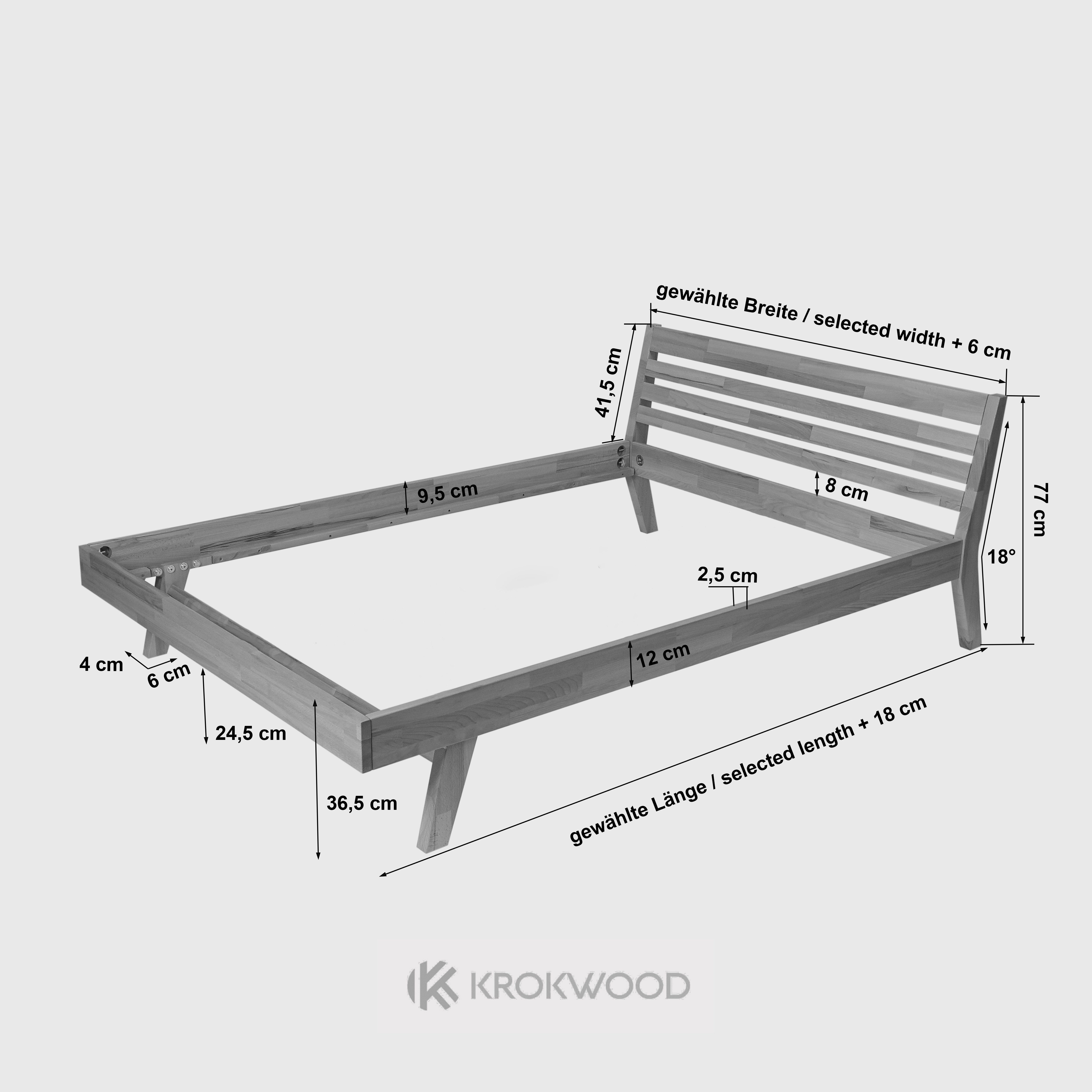 Krok Wood Massivholzbett Mary in Buche
