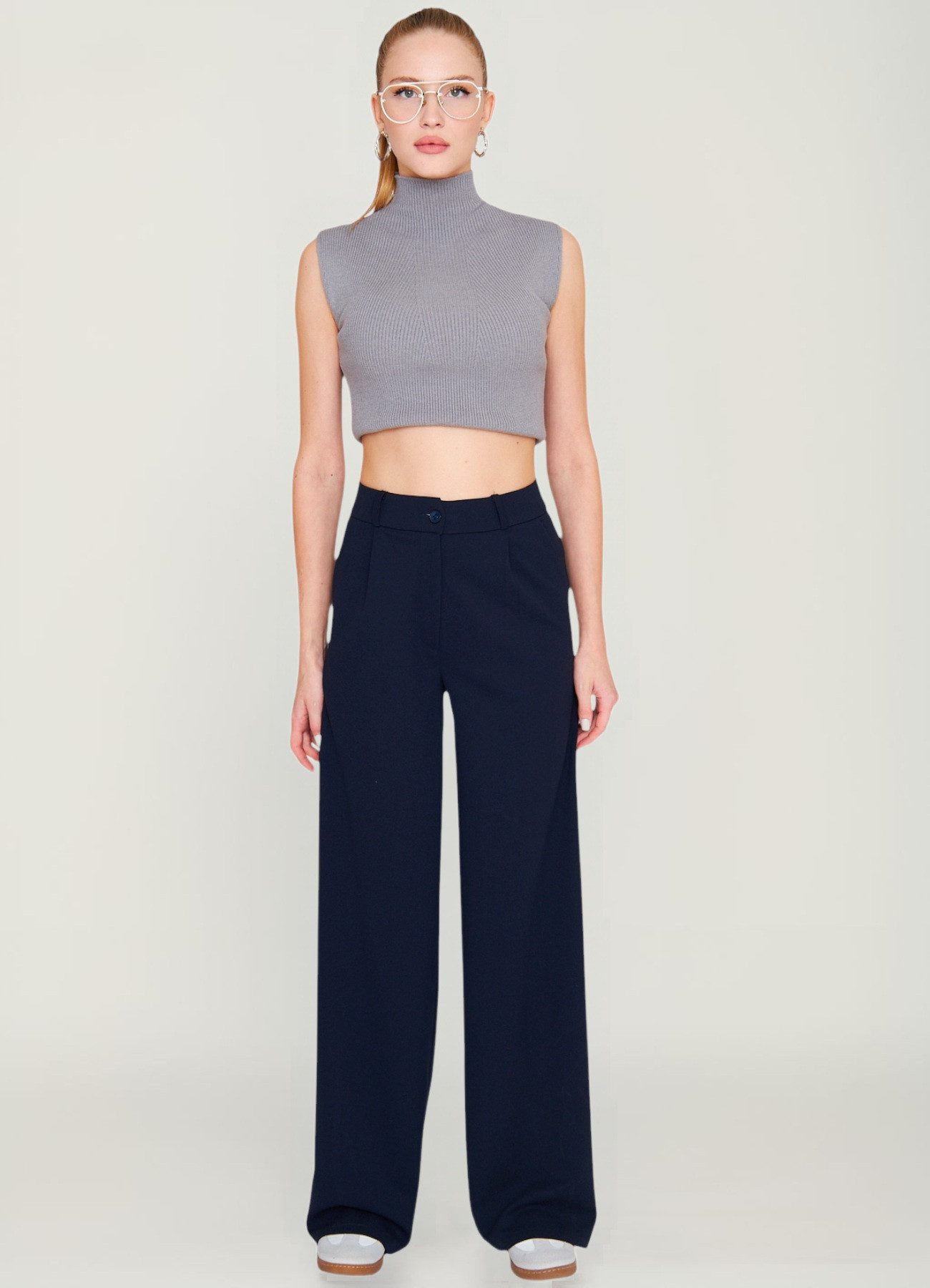 fashionshowcase Palazzohose Damen Stoffhose Marlenehose mit elastischem, ho günstig online kaufen