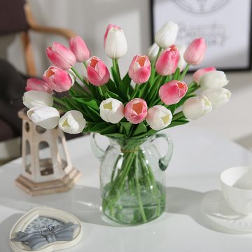 Kunstblumenstrauß 10 STK Künstliche Tulpen Gefälschte,für Hochzeitsstrauß Dekor, Caterize