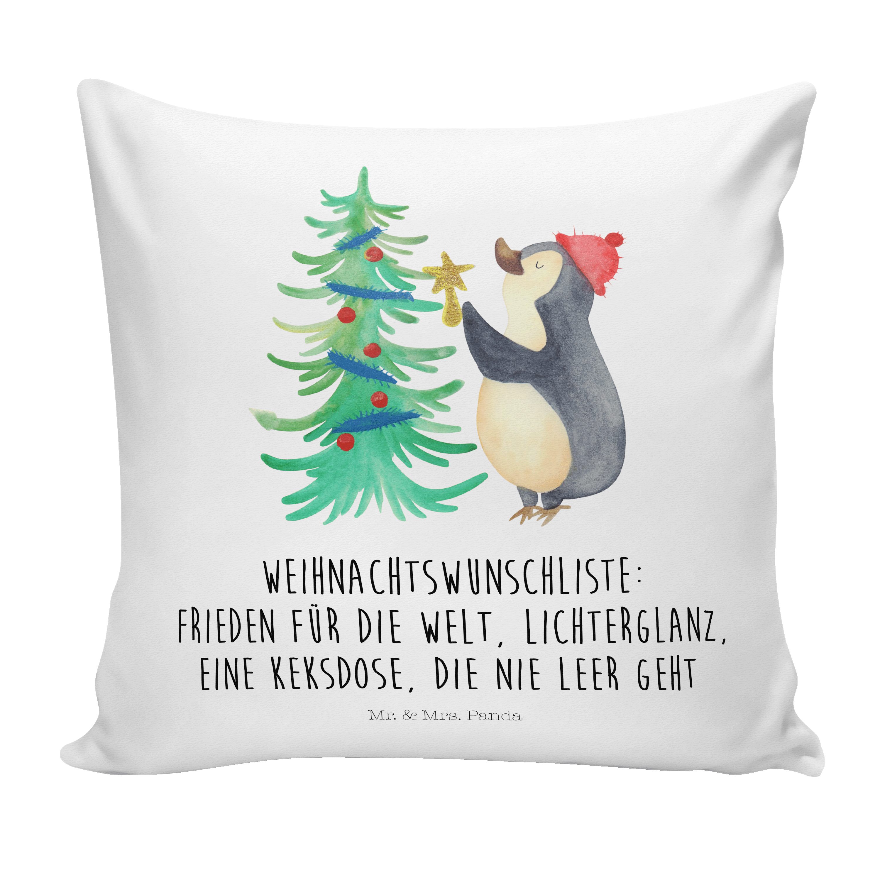 Mr. & Mrs. Panda Dekokissen Pinguin Weihnachtsbaum - Weiß - Geschenk, Nikolaus, Weihnachtsdeko, M