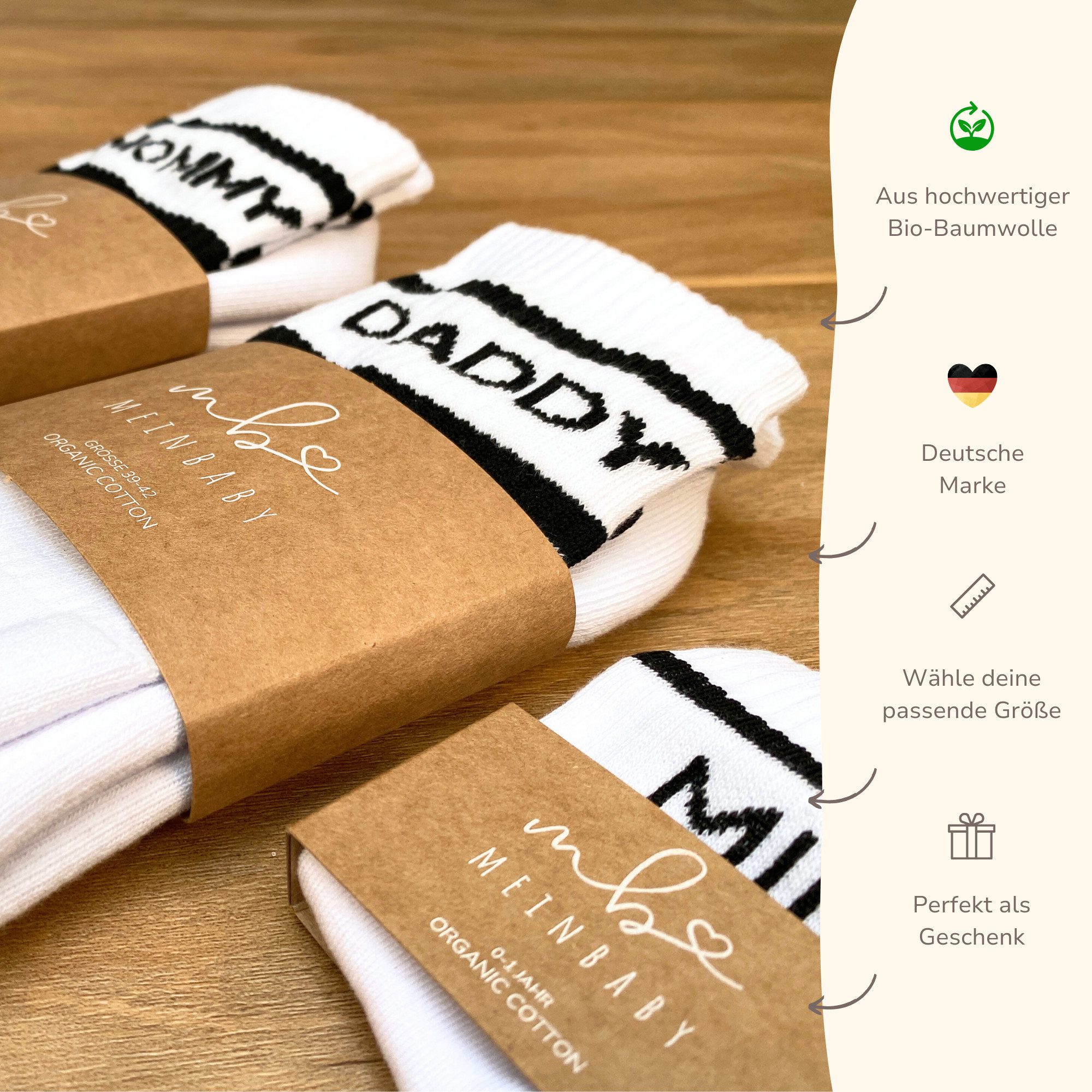 MeinBaby123® Tennissocken Geschenk für Papa, Vatertag Geschenkidee, Geschenk Geburt (Set, 1 Paar Socken inkl. Baumwollsocken und Kärtchen) Geschenk frischgebackener Vater, Papa Socken