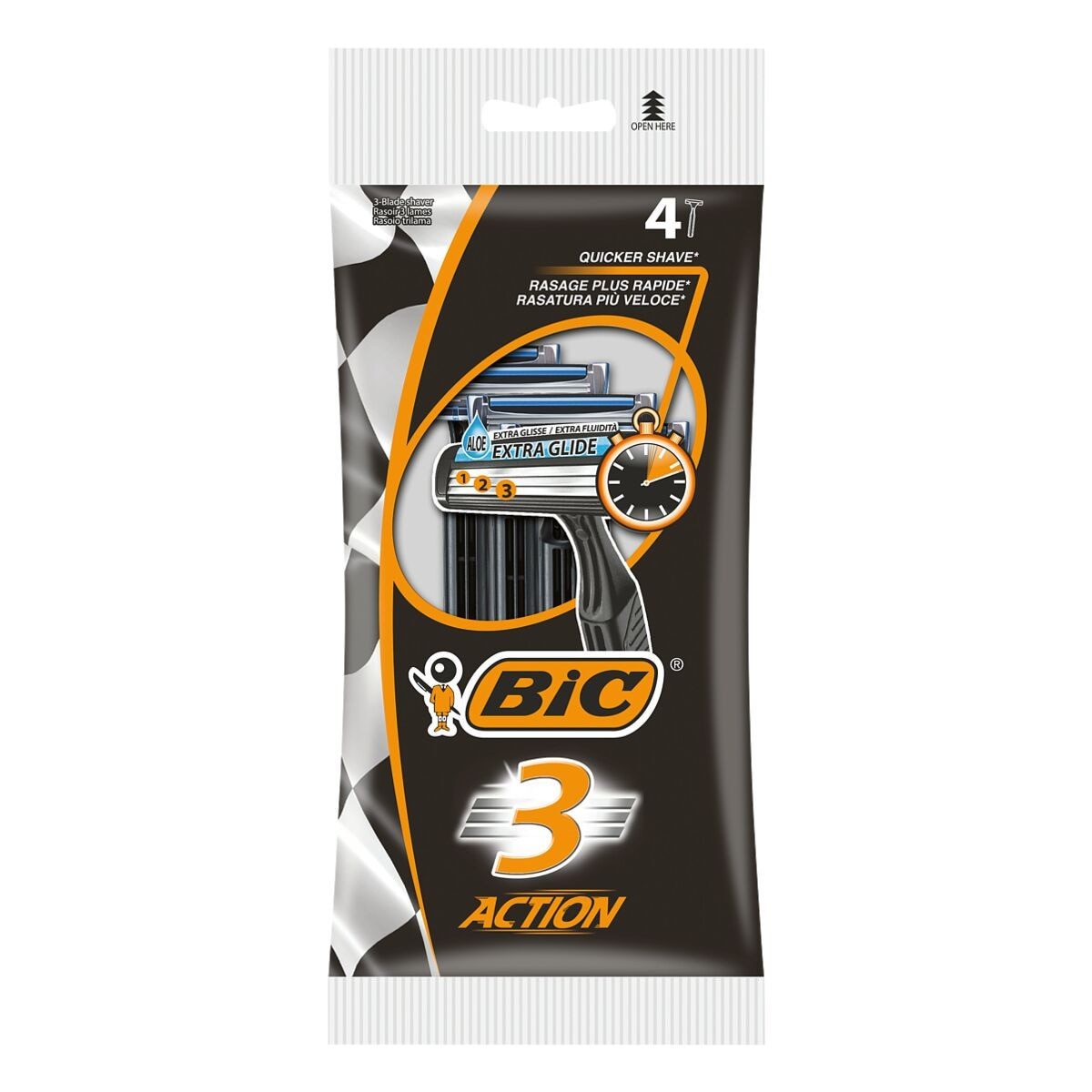 BIC Einwegrasierer 3 Action, 4-tlg.