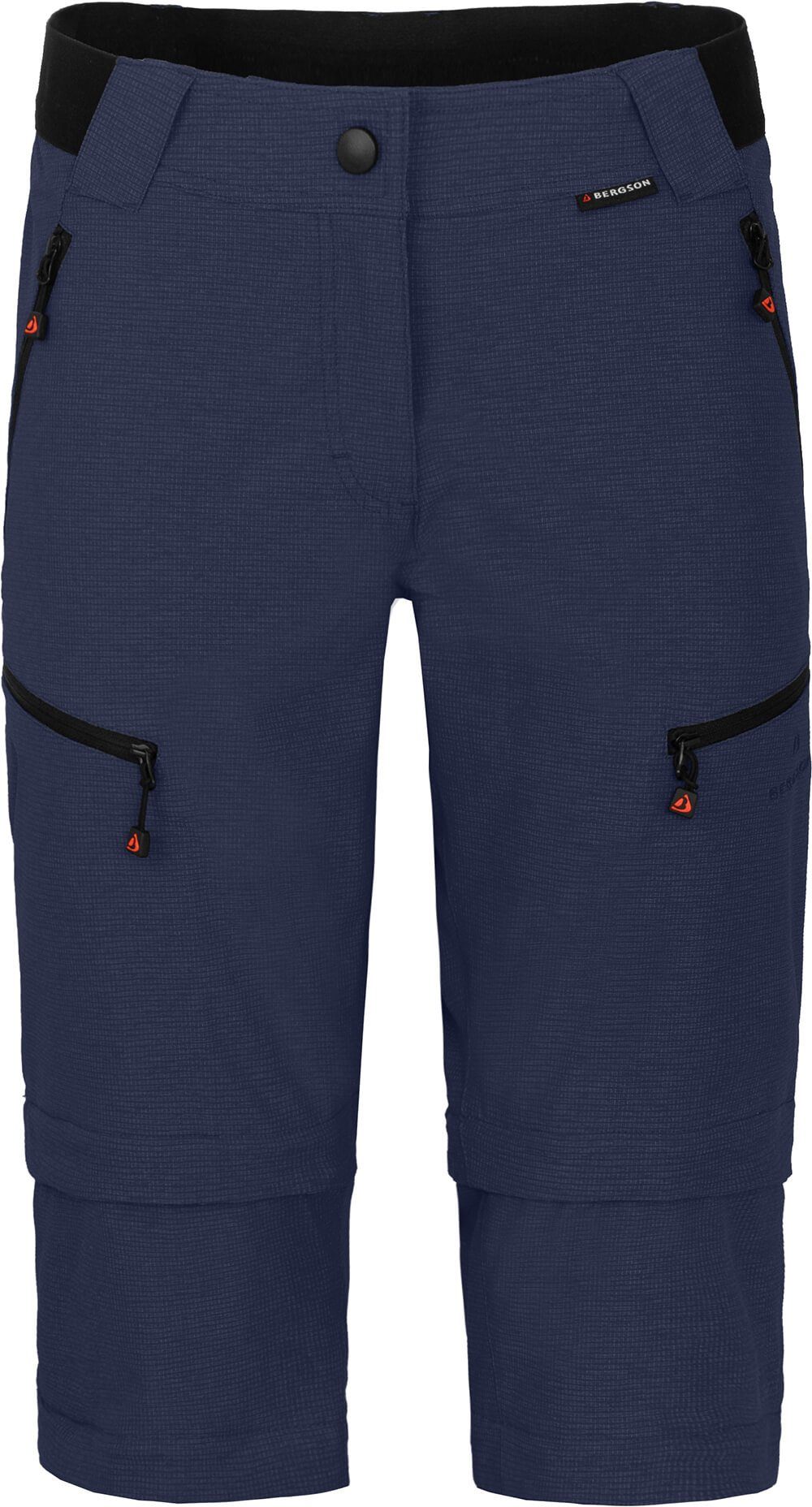 Bergson Outdoorhose PORI Doppel Zipp-Off mit T-ZIPP Damen Wanderhose, robust elastisch, Kurzgrößen, peacoat blau