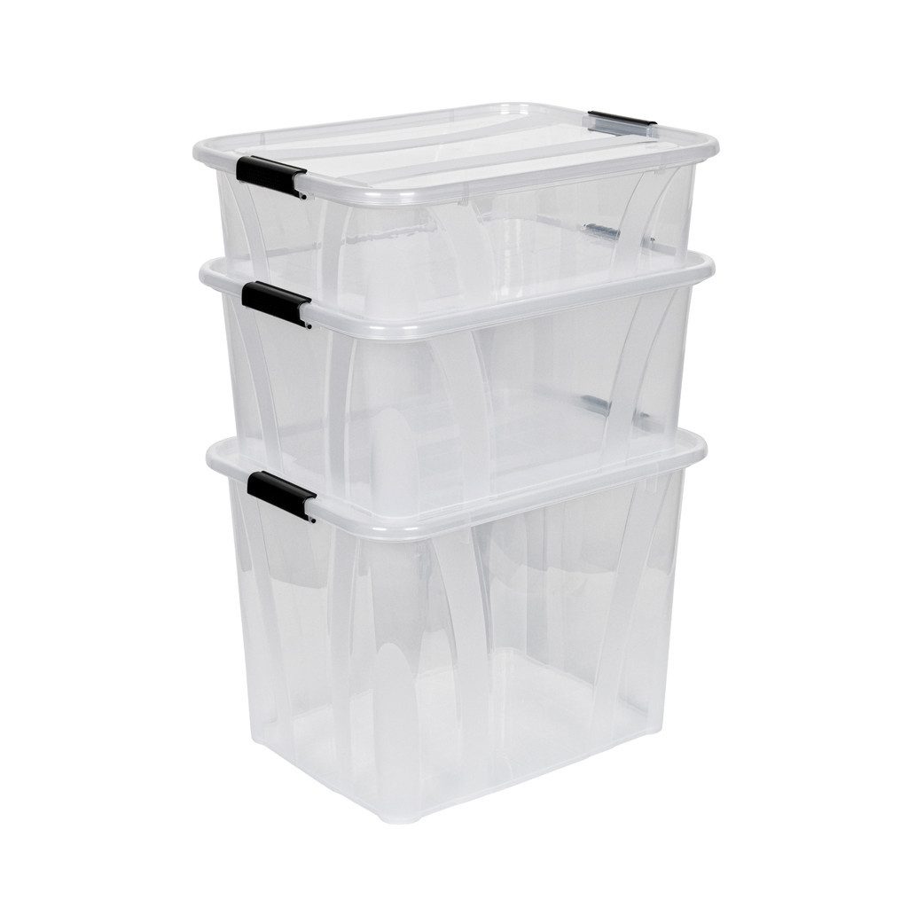 KreLeo Aufbewahrungsbox 'Master', 3teiliges Set 21, 32, 55 Liter - in Transparent