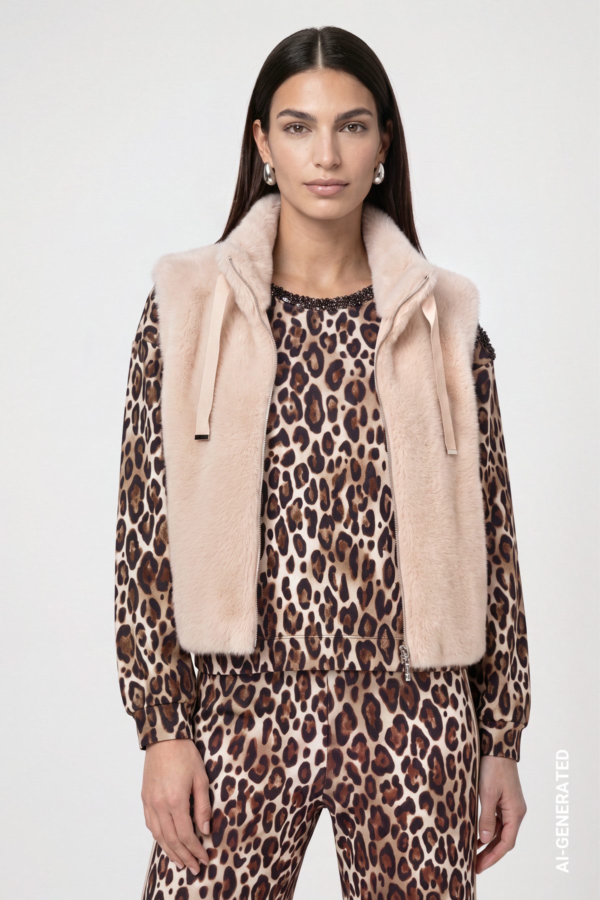 Monari Fellimitatweste Weste fake fur Regular fit mit Stehkragen