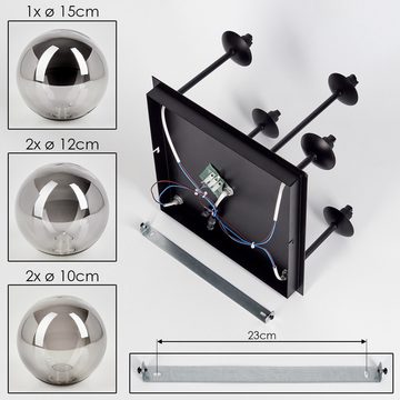 hofstein Deckenleuchte Deckenlampe aus Metall/Glas in Schwarz/Rauchfarben, ohne Leuchtmittel, Leuchte mit Glasschirmen (10, 12, 15 cm), 5 x G9, ohne Leuchtmittel