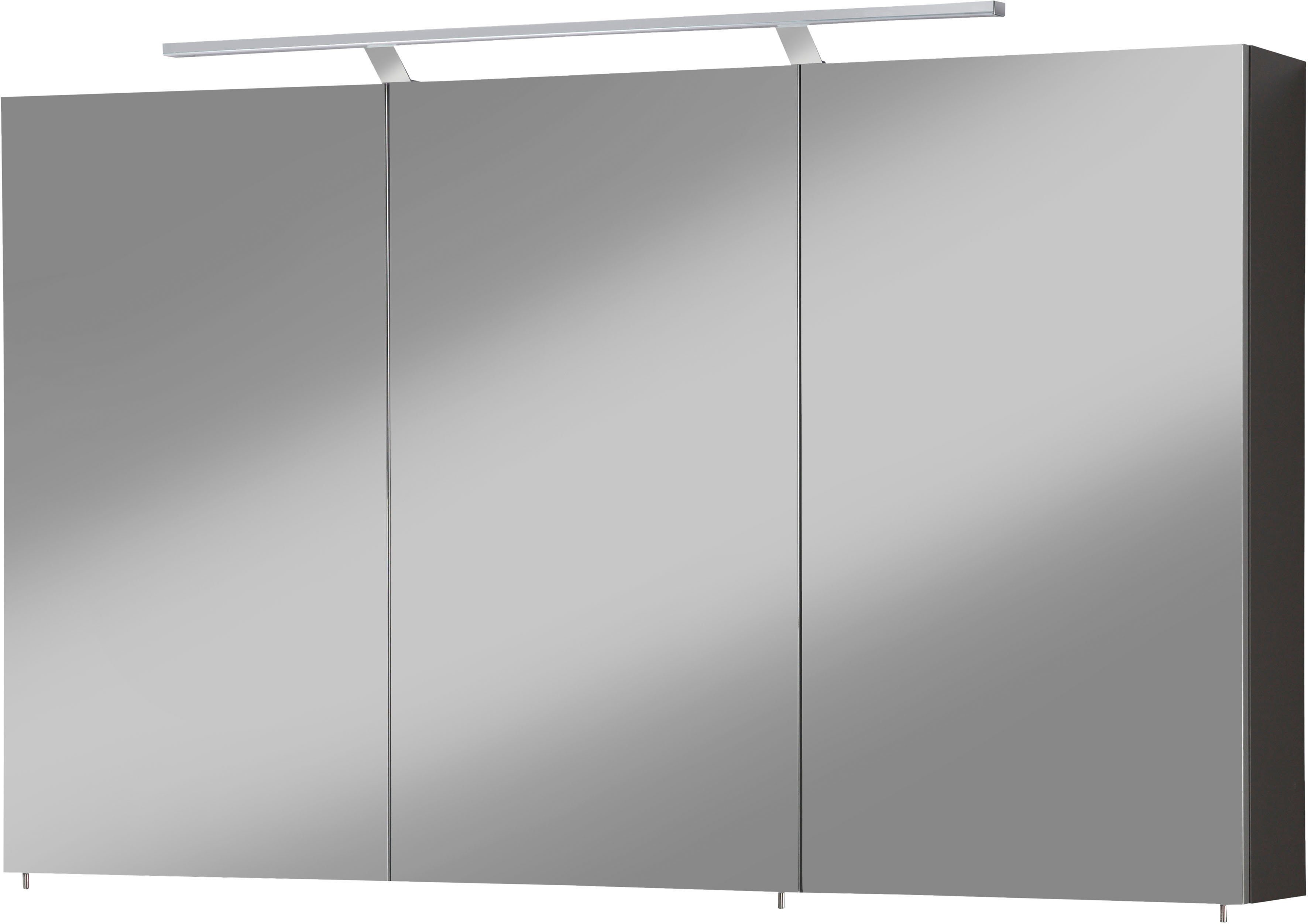 welltime Spiegelschrank Torino Breite Schalter-/Steckdosenbox | basaltgrau cm, 120 3-türig, LED-Beleuchtung, basaltgrau