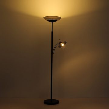 Globo LED Stehlampe, LED-Leuchtmittel fest verbaut, Warmweiß, LED Stehleuchte Deckenfluter dimmbar Metall Glas rauchfarben H 180 cm