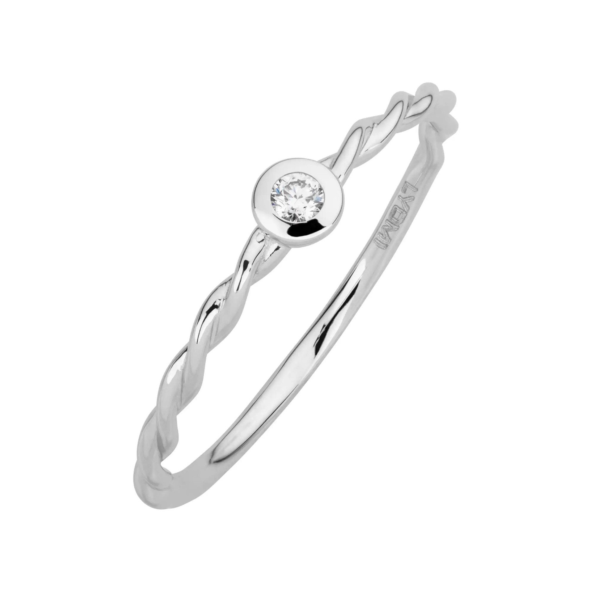 Fingerring 585/- Weißgold 1 synth. Diam. 0,04ct.