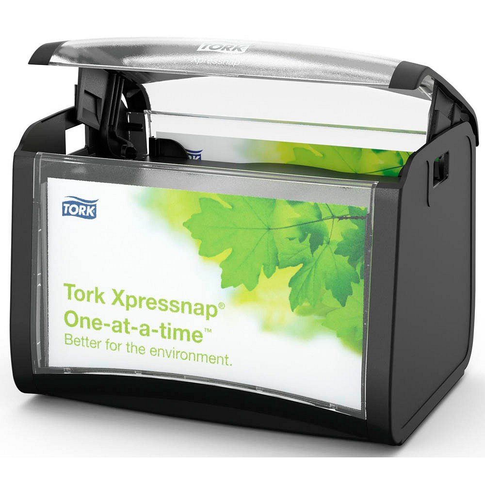 TORK Serviettenhalter 1 Serviettentischspender Signature Line Xpressnap® N4 schwarz, Kunststoff, AD-A-Glance® Werbefläche