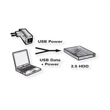 ROLINE USB 2.0 Y-Kabel, 2x Typ A (ST / BU) - Micro B ST, 1m USB-Kabel, USB 2.0 Typ A Männlich (Stecker), USB 2.0 Typ Micro B Männlich (Stecker) (100.0 cm)