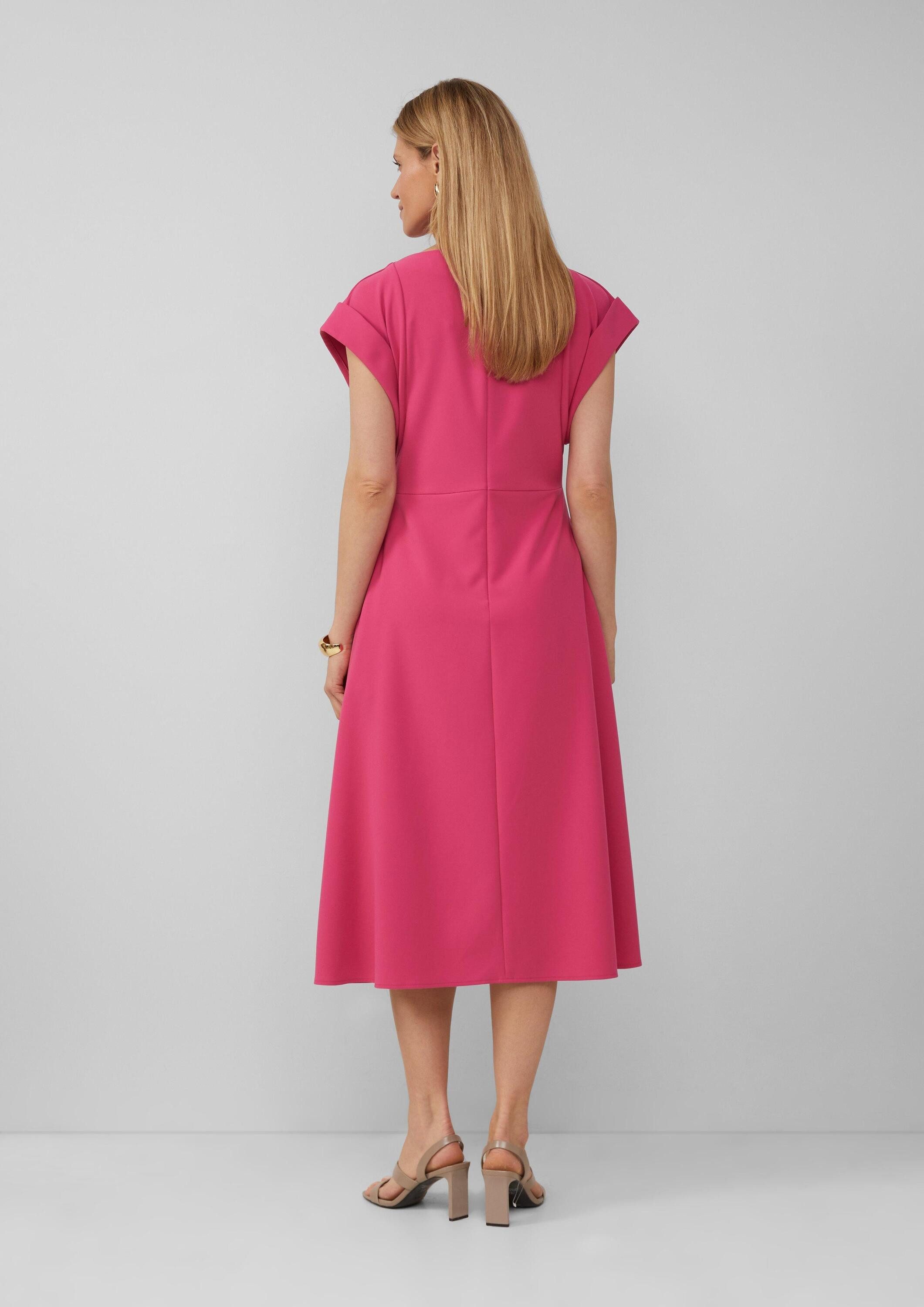s.Oliver Midikleid Kleid Midikleid mit Turn-up-Ärmeln