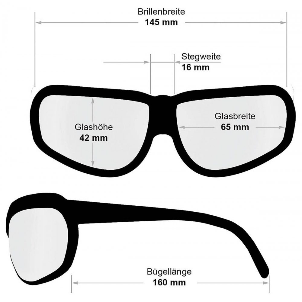 KHS Sonnenbrille Einsatzbrille, klar (Set, Sonnenbrille gummierter Rahmen Etui) mit Belüftung inkl
