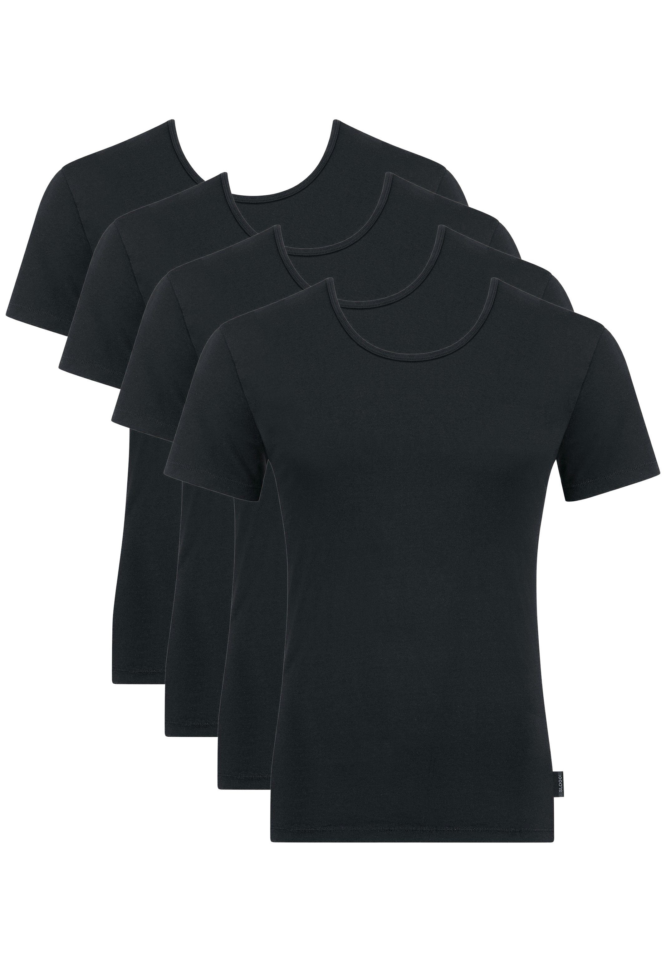 Sloggi Unterhemd 4er Pack 24/7 (Spar-Set, 4-St) Unterhemd / Shirt Kurzarm - Baumwolle - Bequem und anschmiegsam Schwarz