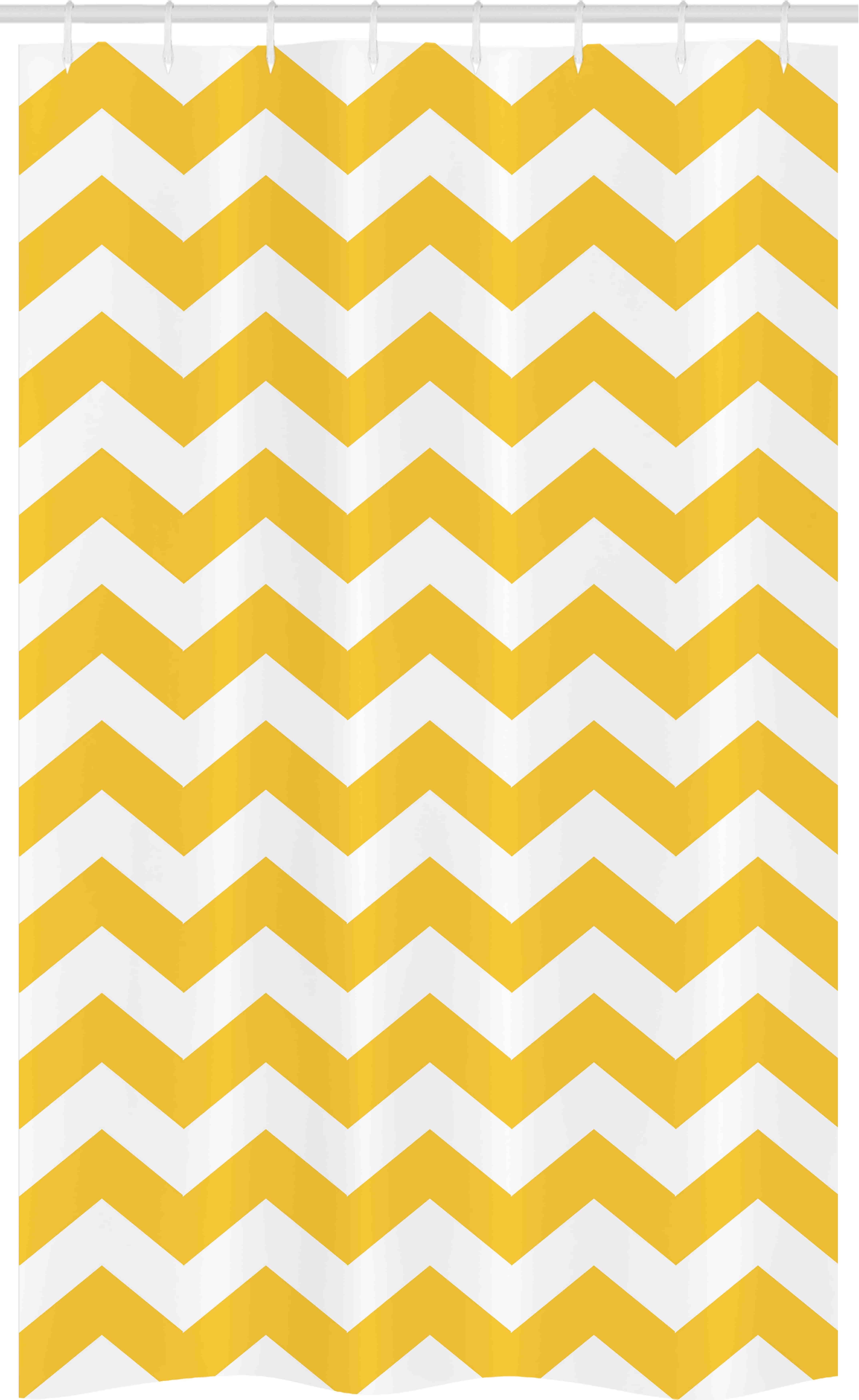Abakuhaus Duschvorhang Badezimmer Deko Set aus Stoff mit Haken Breite 120 cm, Höhe 180 cm, Gelber Chevron Wellenförmige Horizontal Kunst