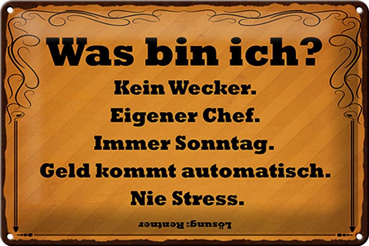 Femer GmbH Metallschild Spruch 30x20cm was bin ich kein Wecker, (1 St), gewölbte Oberfläche