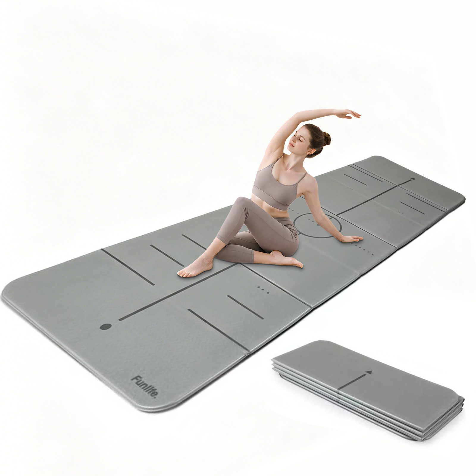 FunLife Yogamatte FOLD Design-Edition (Einzelmatte), 10 mm dick, faltbar, platzsparend, 190 × 66 cm