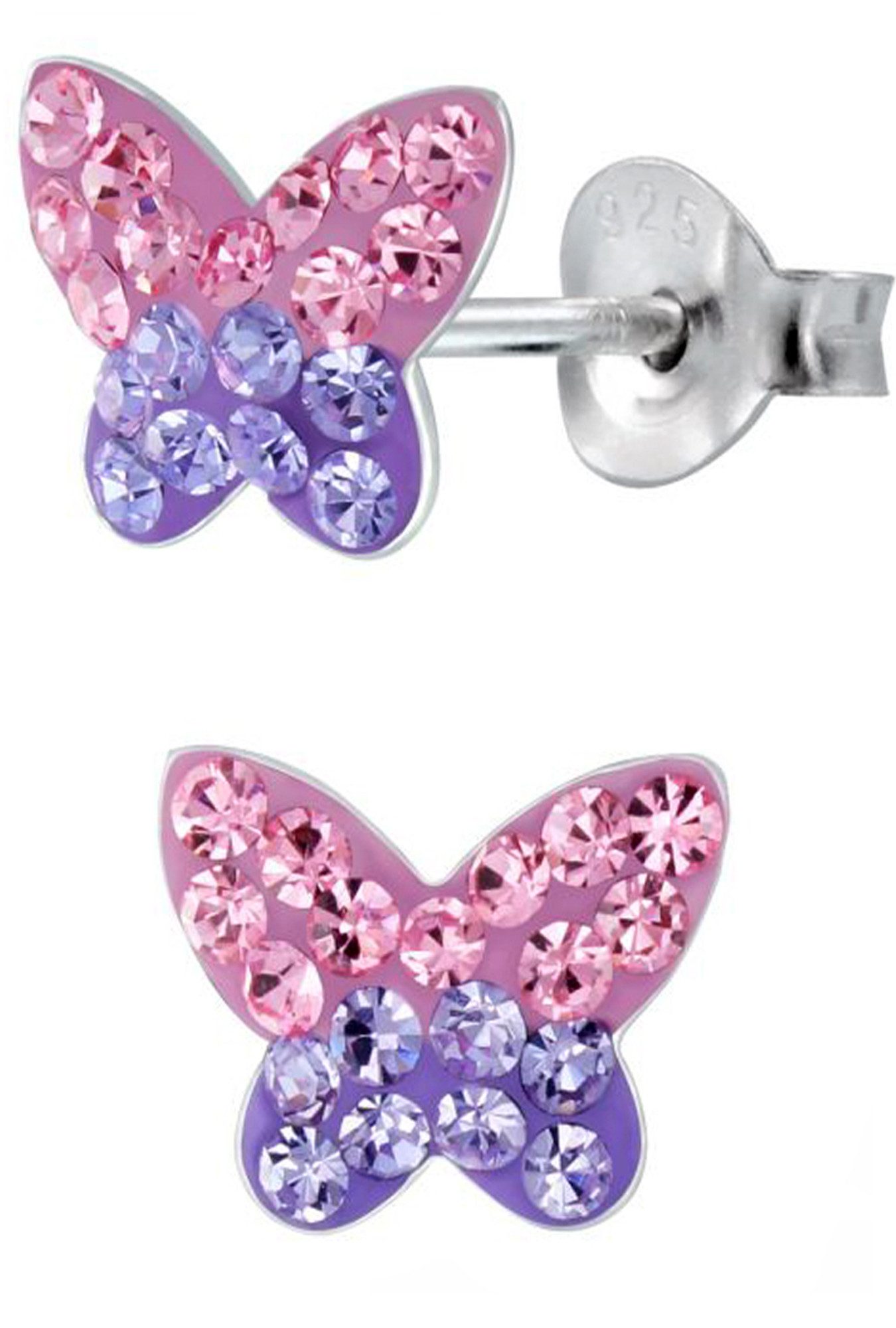 Limana Paar Серьги-гвоздики Mädchen Damen Серьги 925 Silber Kinder Schmetterling, Zirkonia Kinderohrringe Kinderschmuck