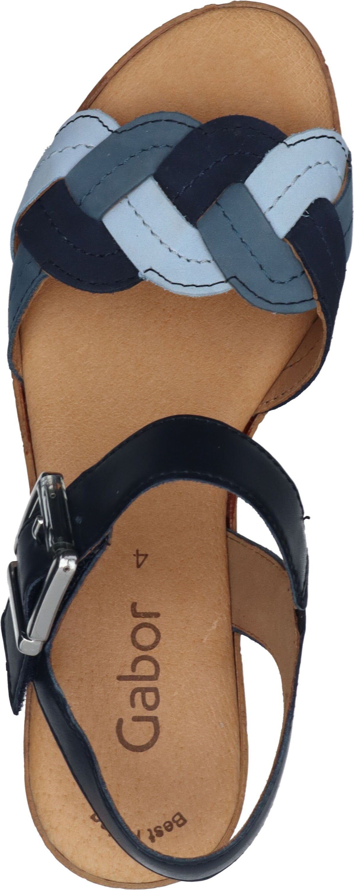 Leder Sandaletten Sandalette kombi echtem Gabor blau aus