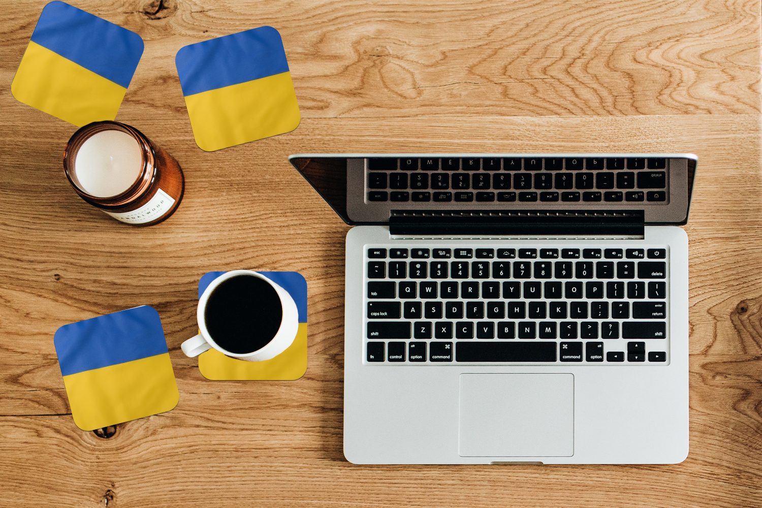 Tischuntersetzer, Nahaufnahme Tasse Flagge der MuchoWow Korkuntersetzer, für 6-tlg., Ukraine, Gläser, der Glasuntersetzer Zubehör Untersetzer, Glasuntersetzer,