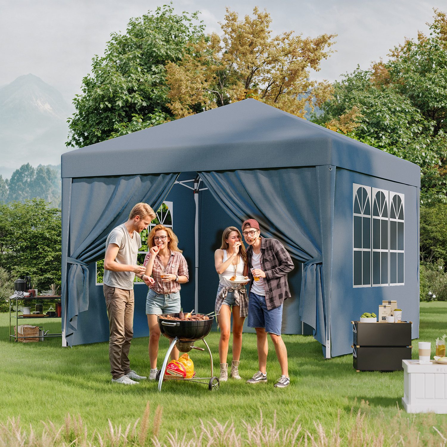 HOMALL Faltpavillon 3x3m Klappbare Partyzelt,Pop-up Gartenpavillon günstig online kaufen
