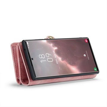 Wigento Handyhülle Für Samsung Galaxy S23 Ultra Multifunktion Teilbare Handy Tasche Geldbörse Hülle Etuis Pink