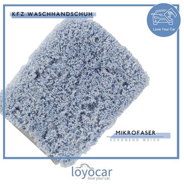 loyocar Reinigungshandschuh Waschhandschuh für Autopflege - schonend und extrem saugstark mit 1780 GSM - lackschonender Autowaschhandschuh für KFZ-Pflege - Microfaser Autopflege Auto - 23x16,5cm