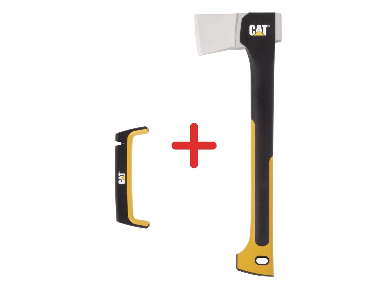 CAT CATERPILLA Axt CAT Set Axt U1100 Ergo inkl. Axt-Klingen-Schärfer J-Serie, 1100 g, 45 cm Länge, (Set, 1-St., Set), Erfüllt die Anforderungen von Bau- und Forstarbeitern weltweit