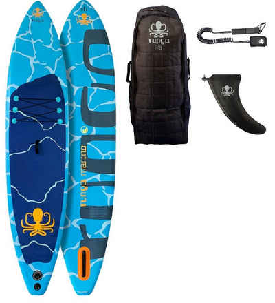 Runga-Boards Inflatable SUP-Board MARINO AIR 11.4 Stand Up Paddling SUP iSUP, All-Around-Fitness-Board, (Set 1, mit gepolsterten Trolley-Rucksack, Center-Finne und Coiled-Leash)