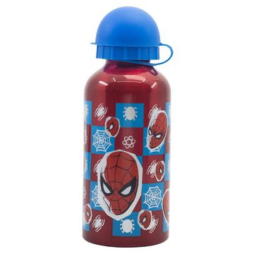 MARVEL Lunchbox Marvel Spiderman 4 tlg Kinder Set, (4-tlg), 3 Kammern Brotdose Alu-Trinkflasche Besteck