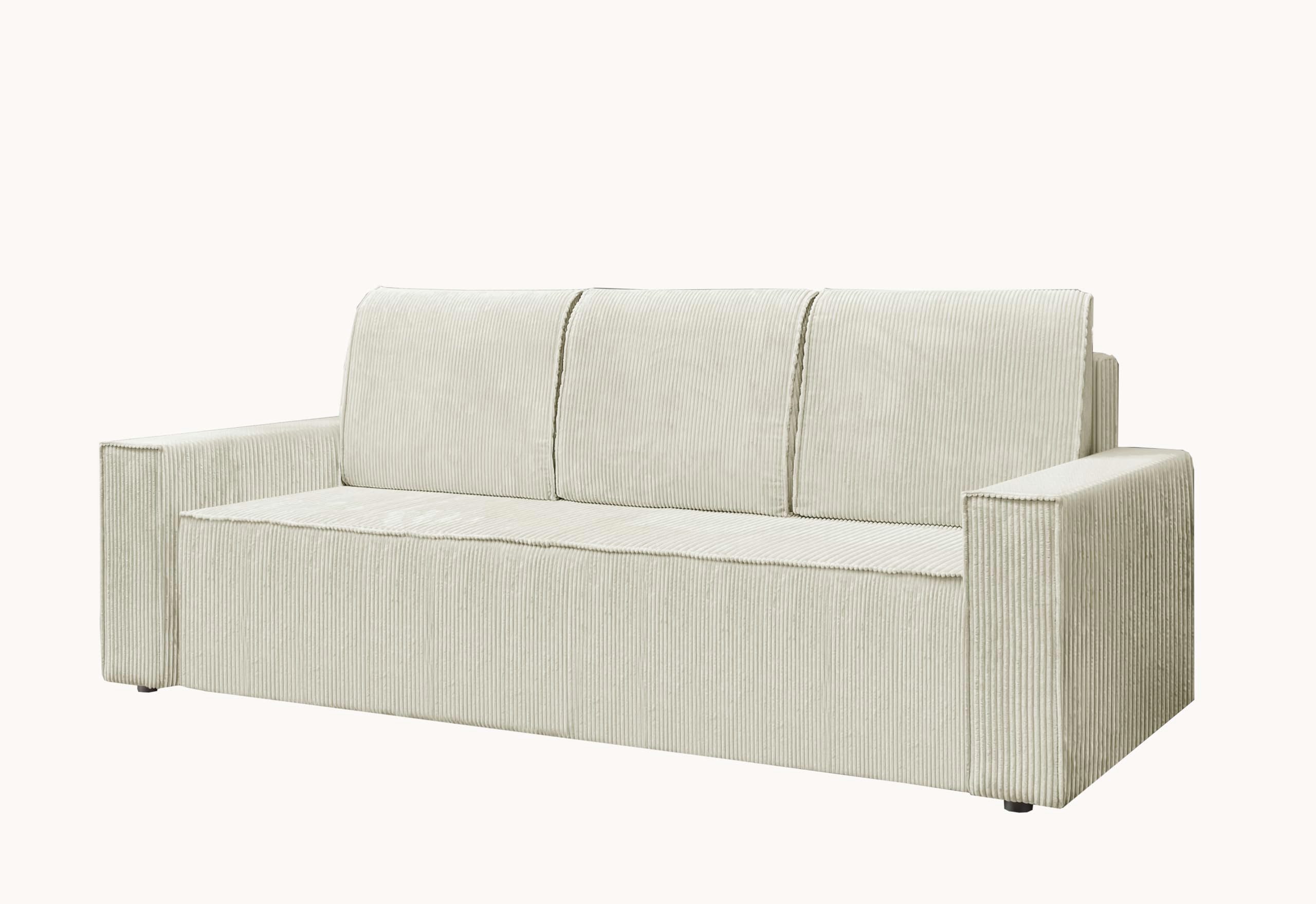 KIER FURNITURE Sofa mit Schlaffunktion, 236 cm lang, mit Bettkasten, 143x200 cm - Creme