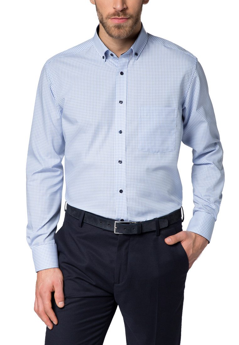 Eterna Langarmhemd 8913, Eterna Langarm Hemd Modern Fit Vichy Popeline Kari günstig online kaufen
