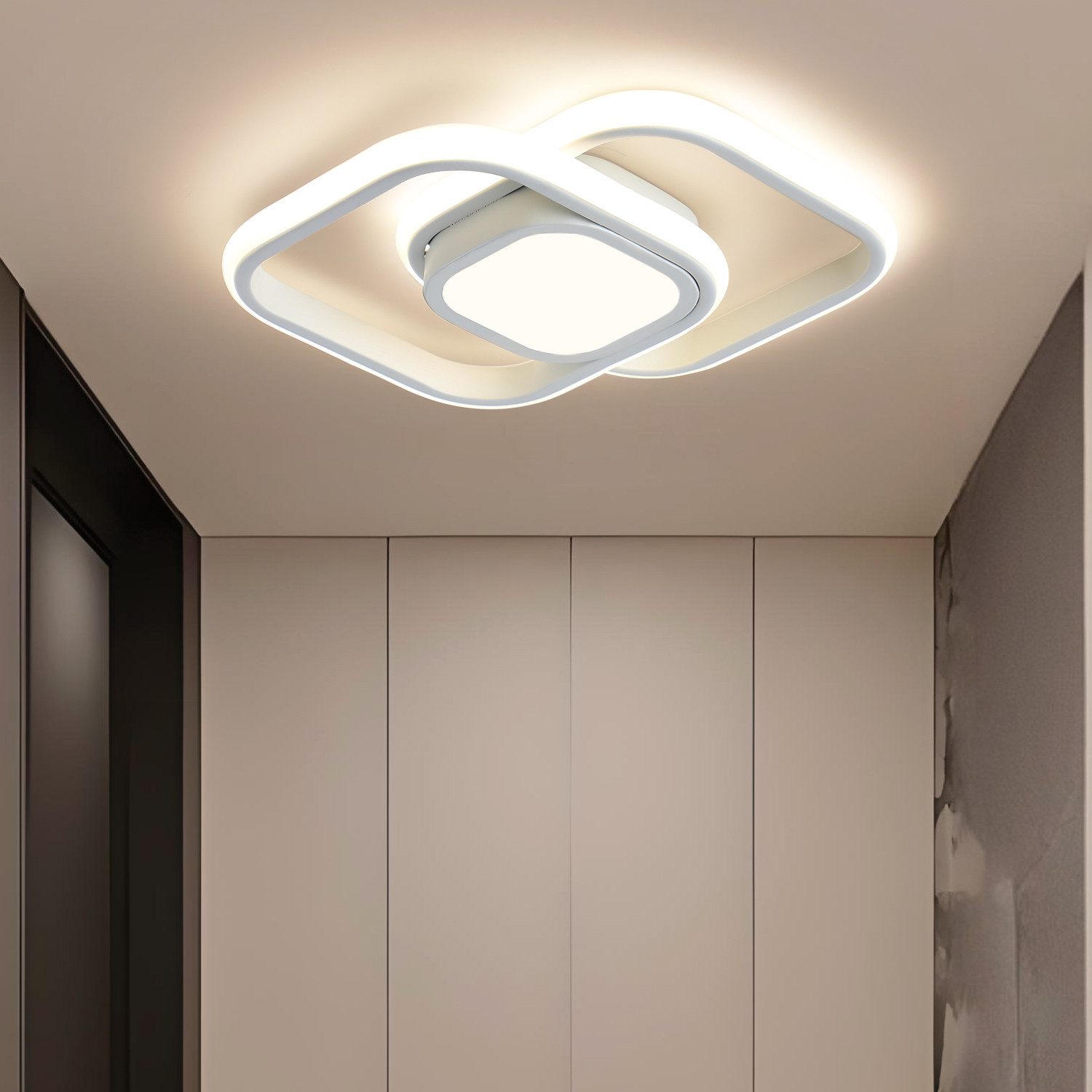 JDONG LED Deckenleuchte 30/32CM Schwarz/Weiß deckenlampe, LED fest integrie günstig online kaufen