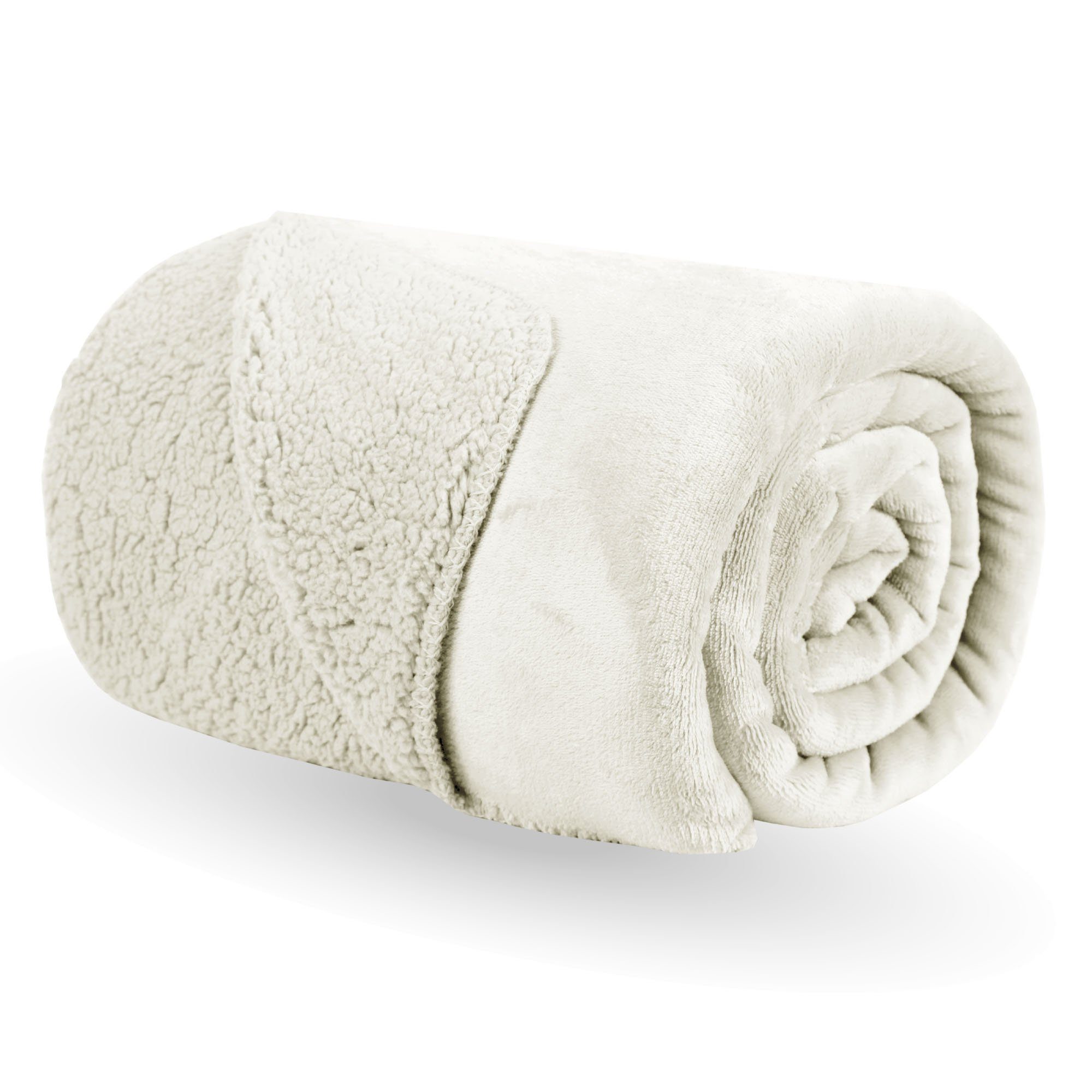 Wohndecke "Teddy Fleece" Wendedecke mit 2 Seiten, Bestlivings, 150x200cm, weiches Flanell, flauschiges Sherpa-Fleece, dichter Stoff